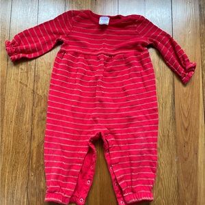 12-18 months Hanna andersson jumpsuit red gold glitter stripes